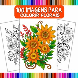 Arte Floral 100 Desenhos para Pintar